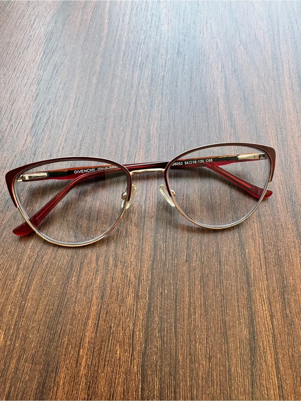 Givenchy Red and Gold Cat-Eye Optical Frames